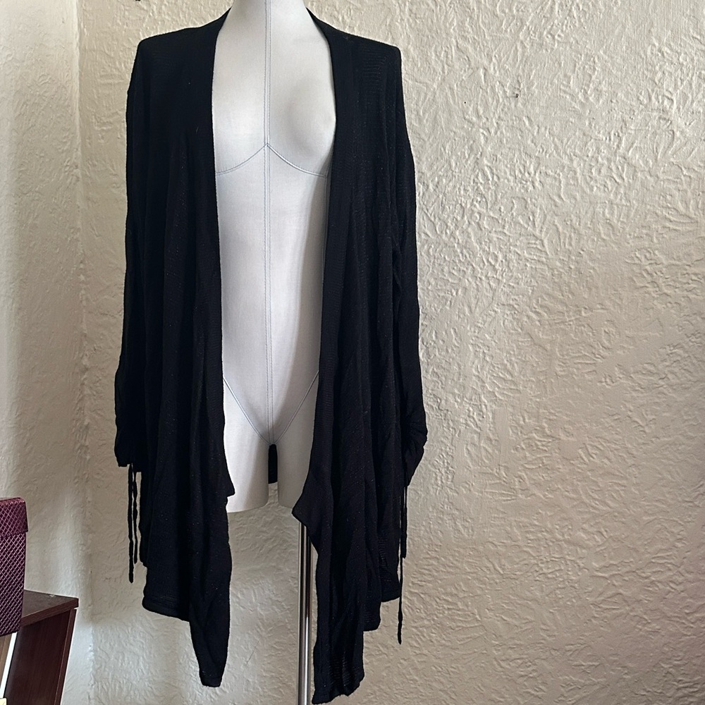 Torrid Black Silver Sparkle Knit Cardigan Light Sweater Ruched Cuffs 3 Plus 3X